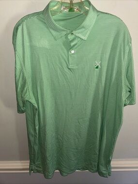 Peter Millar Mint Green Striped Golf Polo